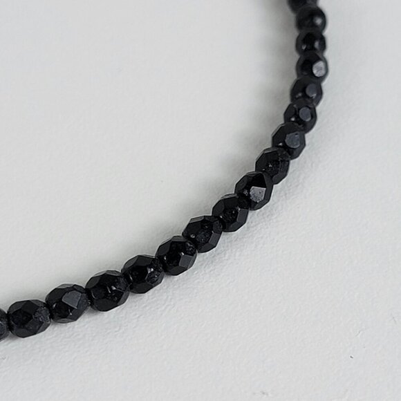 Vintage Carolee Jet Black Glass Collar Necklace 14" Teardrop Pendant Memory Wire - Picture 6 of 9